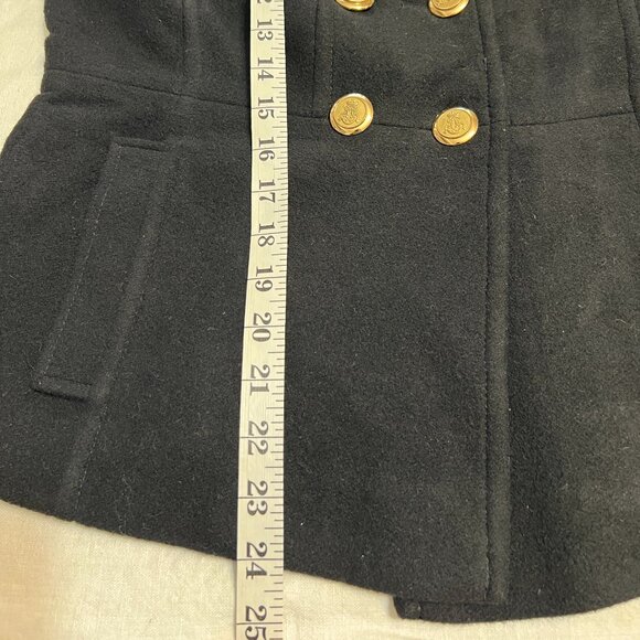Ann Taylor LOFT Petites 8P Black Wool Blend Peacoat Jacket Gold Buttons Lined - Picture 8 of 11